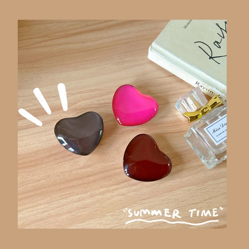 Стеклянное сердце, маленький свежий стиль Ins, кронштейн для подушки безопасности для мобильного телефона, клейкий тип, выдвижной однотонный опорный кронштейн, портативный