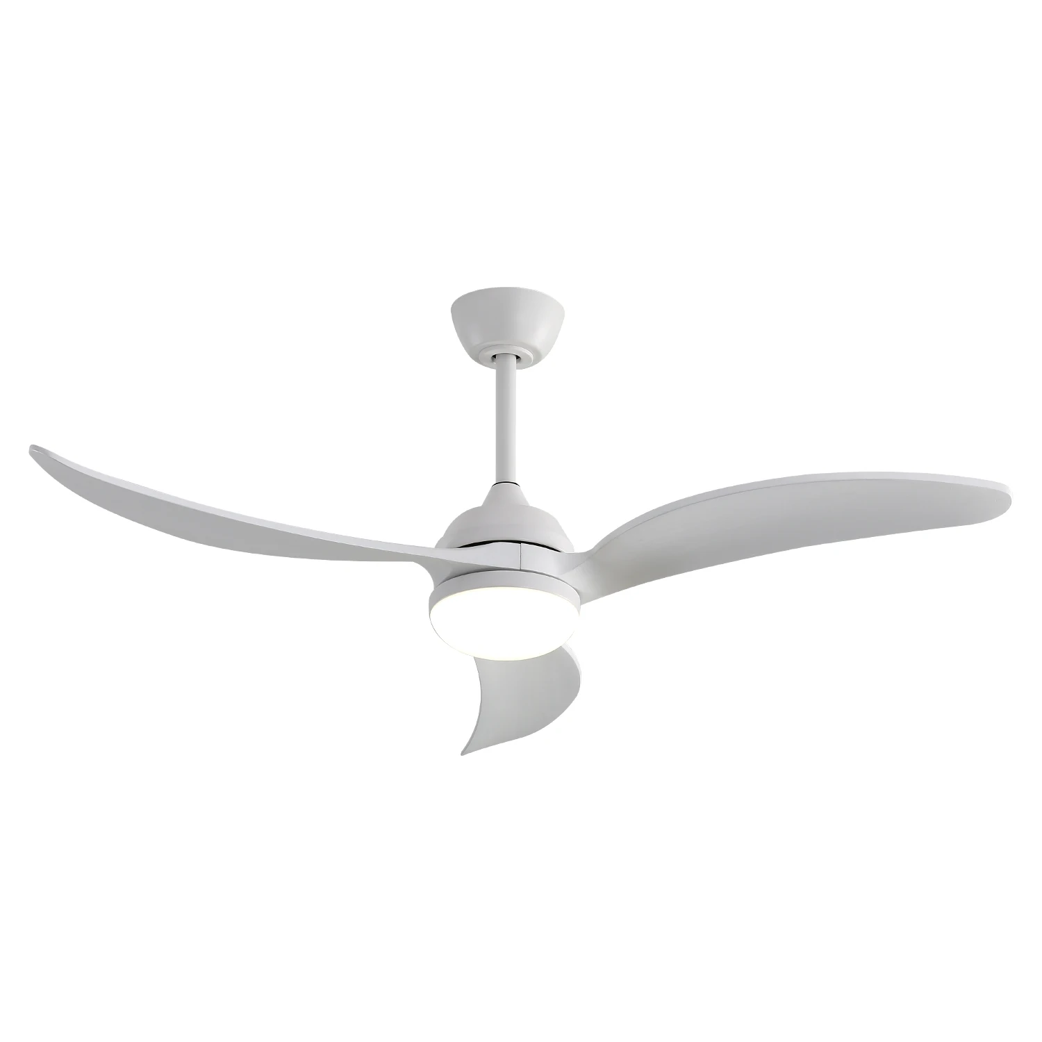 

52 Inch Indoor Ceiling Fan With Dimmable Led Light 3 Solid Wood Blades Remote Control Reversible DC Motor White For Living Room