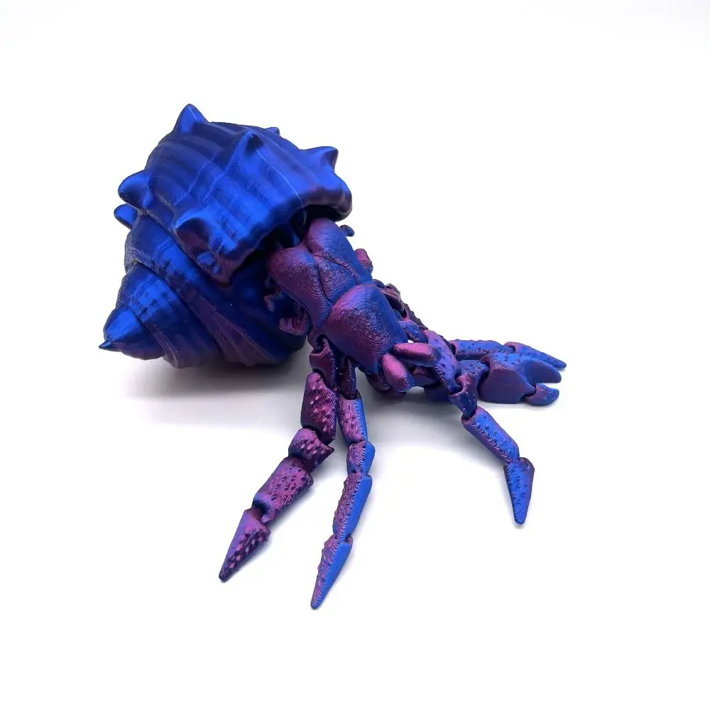 Removable 3D Printed Hermit Crab Conch Shell Poseable Joints 3D Printed Paguroidea Colorful Flexible 3D Articulated Crab Toys