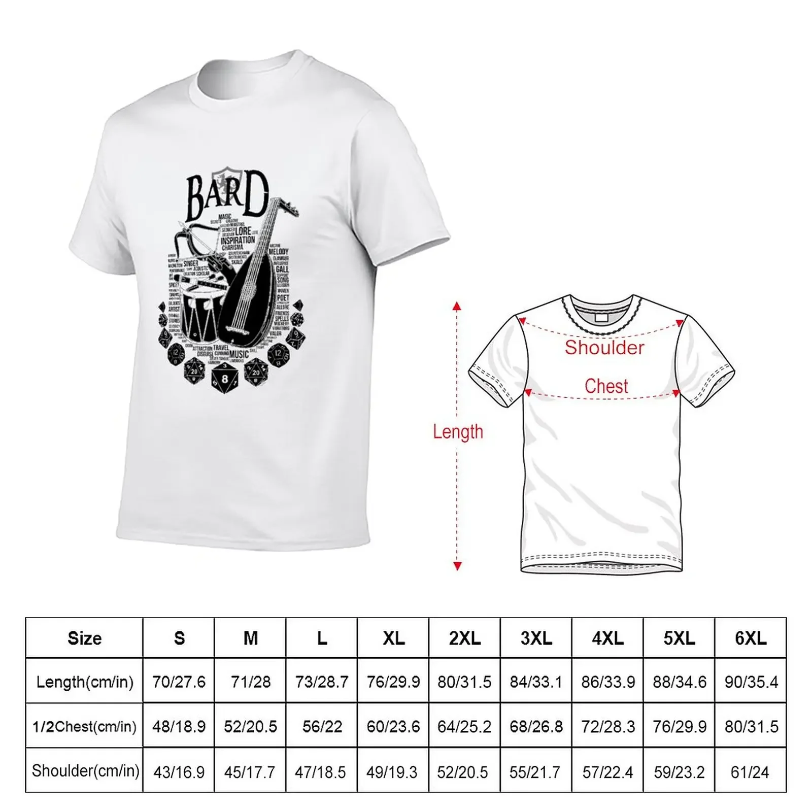 New RPG Class Series: Bard - Black Version T-Shirt graphic t shirt Tee shirt mens t shirt graphic