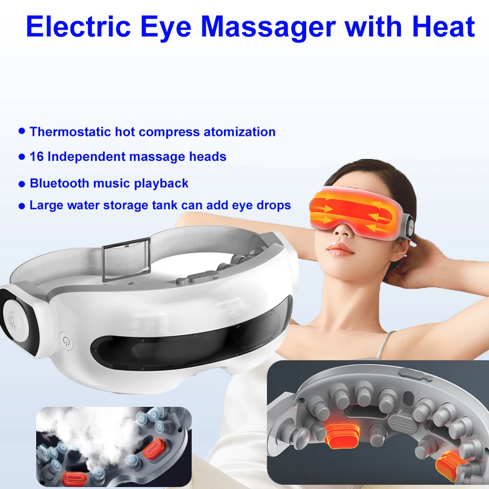 Eye Massager with Heat Smart Airbag Vibration Visible Eye Massage Hot Compress Bluetooth Music Eye Moistening Massager Device