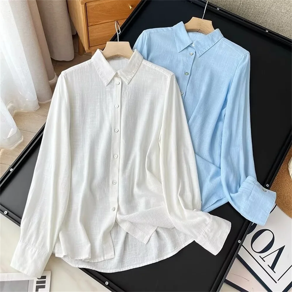 Cos Lris 2024 Summer Women\'s French Versatile Solid Color Comfortable Long Sleeve Single-Breasted Shirt