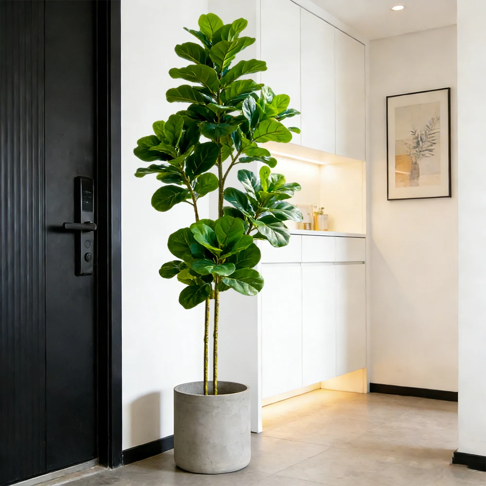 64/122 cm großer künstlicher Ficusbaum, künstliche Eichenpflanze, tropischer Ficus-figueirobaum, Kunststoff-Banyan-Blätter für Haus, Garten, Hochzeitsdekoration – Detail 6