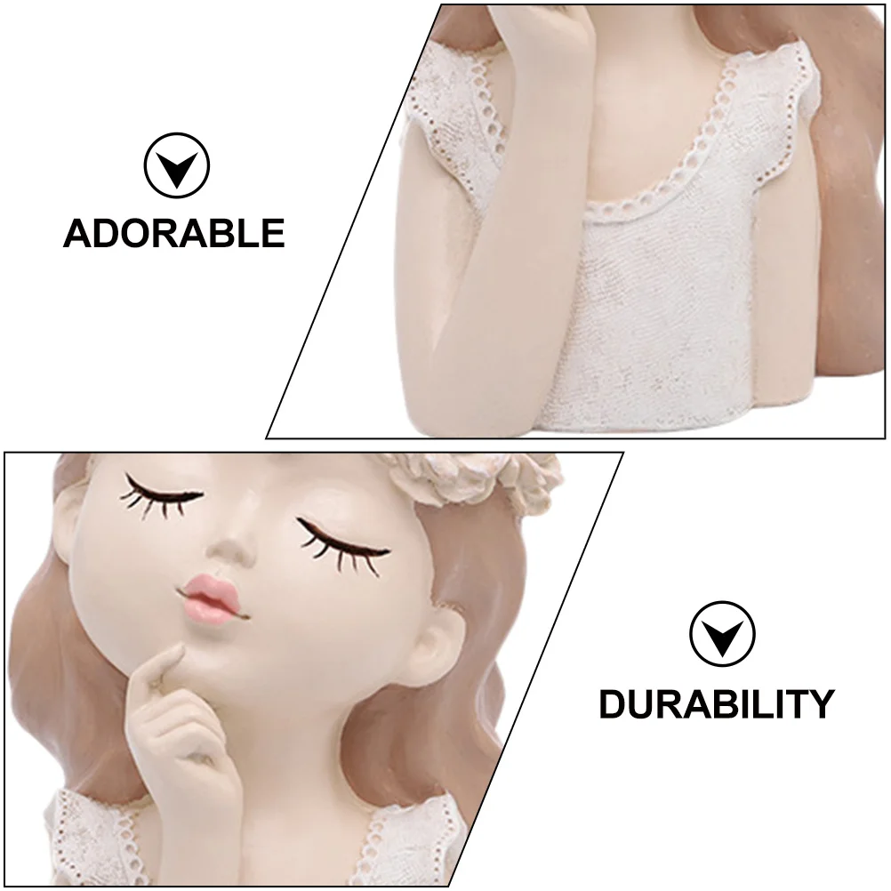 

Succulent Planter Resin Adorable Meditative Girl Small Tabletop Decoration Flowerpot for Windowsill Office Indoor Gardening