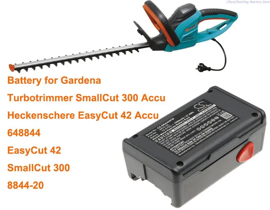 OrangeYu 1500mAh Battery for Gardena 648844, 648872, EasyCut 42,EasyCut 42 Accu, SmallCut 300 Turbotrimmer SmallCut 300 Accu