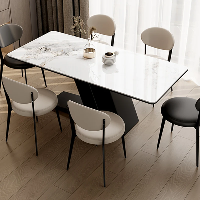 Black Designer Dining Table Combination Italian Small Apartment Dining Table Modern Simple Mesas De Jantar Home Furniture