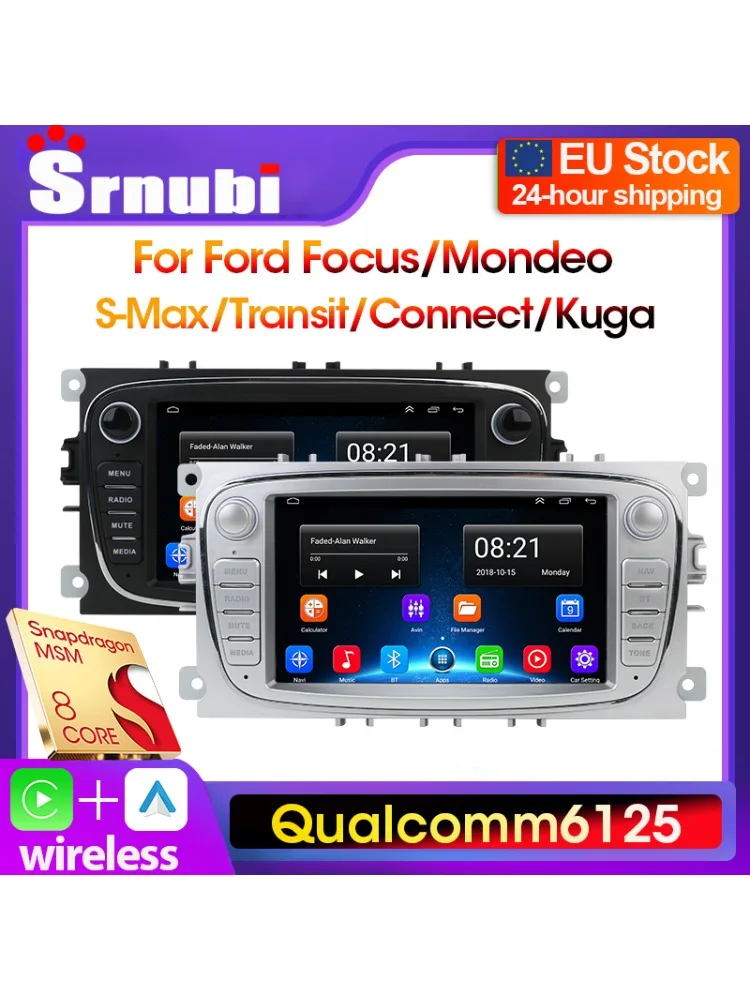 2 Din Autoradio Draadloze CarPlay Android voor Ford Focus Mondeo Transit S-Max Kuga Galaxy C-Max Multimedia Speler Navigatie GPS - afbeelding 2