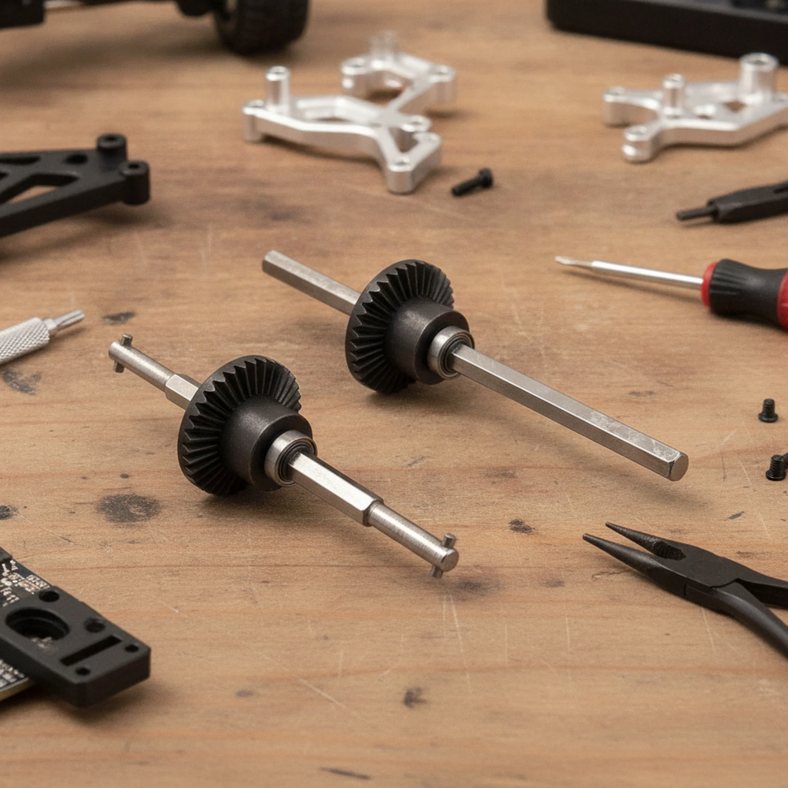 Rear Axle Metal Axle Shaft with Gears RC Drivetrain Set Better Performance RC Car Upgrade Part Strong