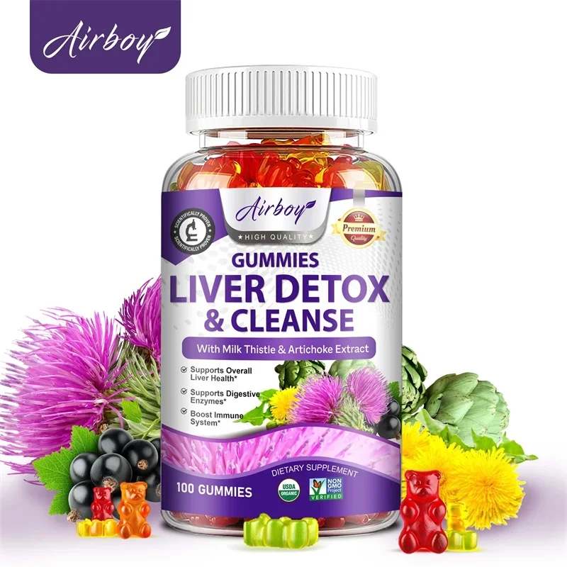 

Liver Detox & Cleanse Gummies - with Milk Thistle, Dandelion - Help Cleanse, Detoxify and Purify The Liver, Improves Digestion