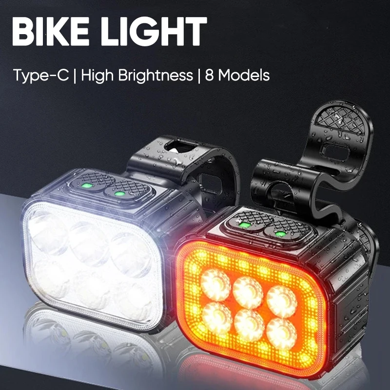 Bike Light Bicycle LED Flashlight Rechargedable Bike Front Rear Lamp Cycling Safety Lamp Road Mountain Bicycle Lights  Bike Part