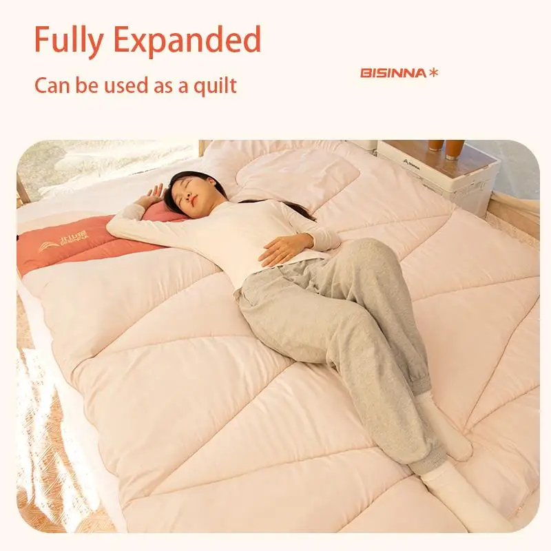 حقيبة نوم خفيفة الوزن 4 فصول للتخييم والمشي لمسافات طويلة وحقيبة الظهر بتصميم مغلف دافئ ومعدات سفر خارجية محمولة مدمجة #3