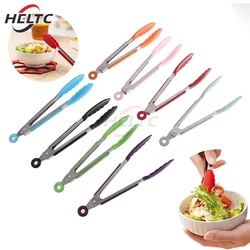 Silicone BBQ Grilling Tong Kitchen Cooking Salad Bread Serving Tong Non-Stick Barbecue Clip Clamp Stainless Steel Tools Gadgets