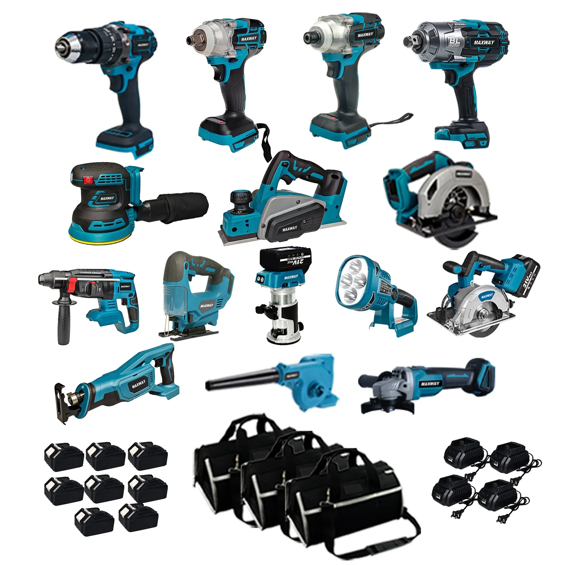 

Factory Price Cordless 21V lithium battery power tools set combo battery universal brushless electric tools kit