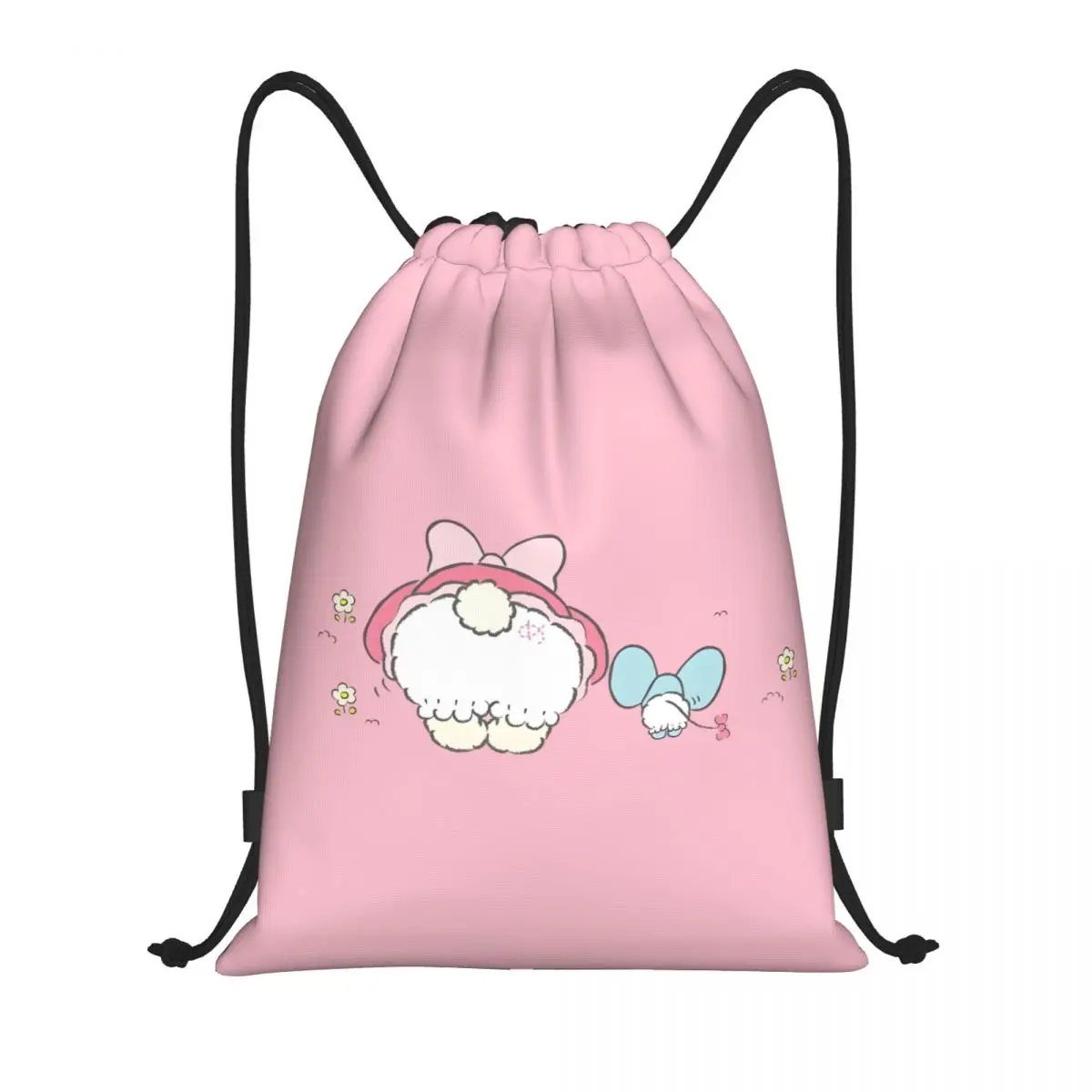 

Пользовательский рюкзак Melody на шнурке, спортивная спортивная сумка для женщин и мужчин, розовый тренировочный рюкзак с кроликом