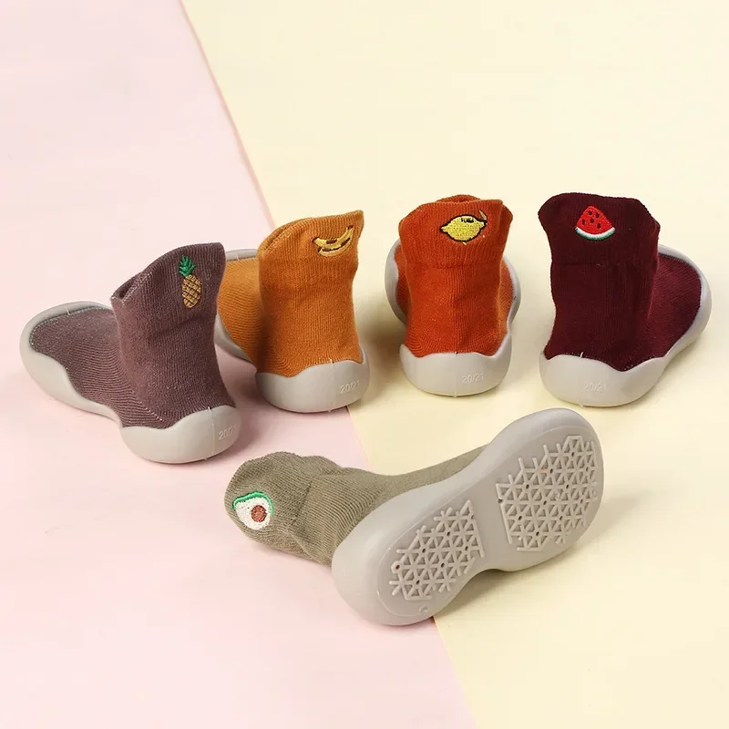 Spring and Autumn Children\'s Walking Shoes Soft Sole Silicone Cartoon Pure Cotton Baby Shoes Kindergarten Baby Socks Shoes