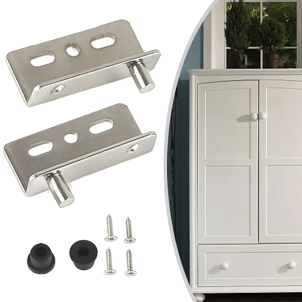 Iron Right Angle Pivot Hinge Set For Wooden Doors  Furniture Cabinets Installation With Screws Plastic Covers