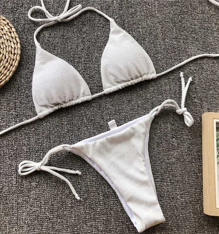 

Женский купальник-бикини Pure Color Ne с завязками и разрезом, комплект повседневной спортивной одежды из полиэстера с V-Ne ort Sve