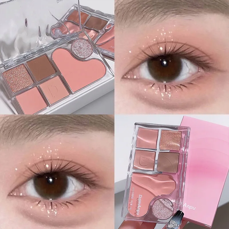 Palette di ombretti a sei colori, ombretto color terra opaco perlescente morbido e delicato