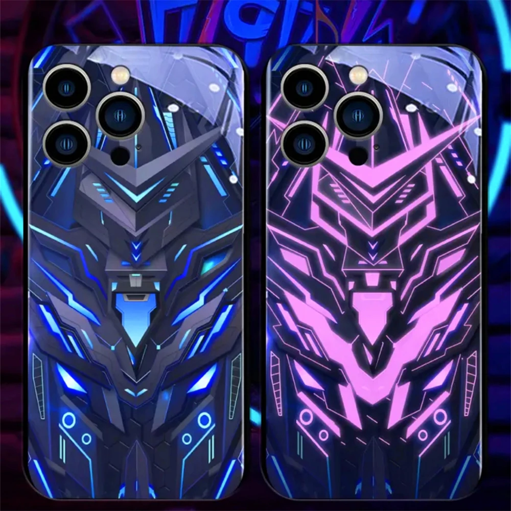 Laser-Panzer-Mech-Muster LED-Licht Leuchtende Handyhülle Glitzer-Cover für iPhone Air 17 16 E 15 14 13 12 11 Pro Max Plus – Detail 20
