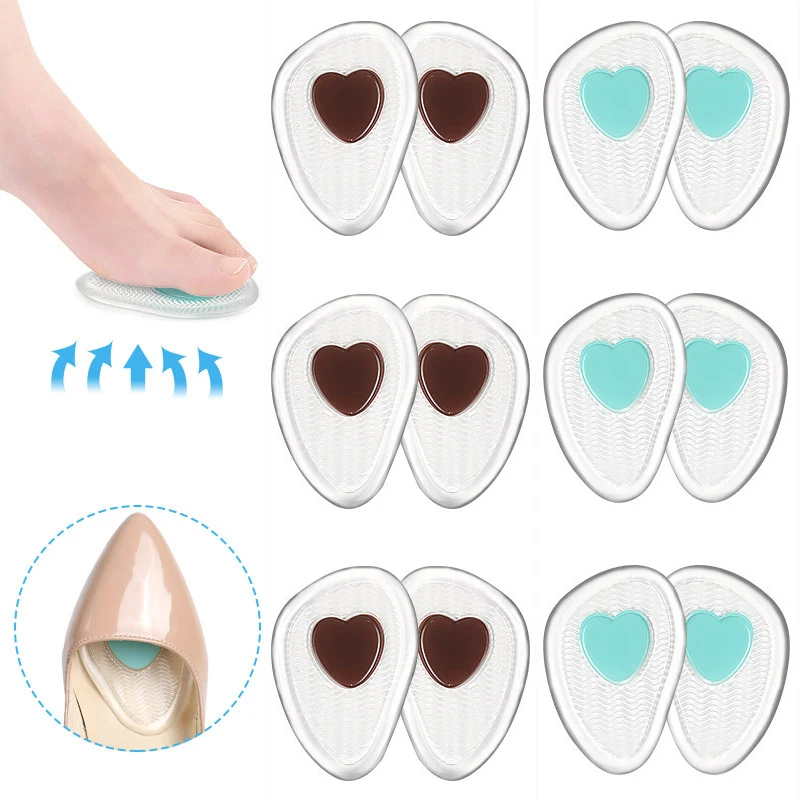 1pair Insoles Forefoot Pads Gel Silicone Shoe Pad Cushion High Heel Invisible Inserts Cushion Orthotic Insoles Anti-Slip Insoles