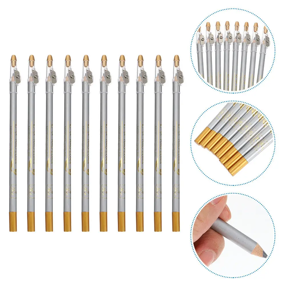 10 Stück wasserfester Augenbrauenstift, 2-in-1-Eyeliner-Stift, integrierter Spitzer, langlebiges Make-up-Werkzeug, Eyeliner mit Spitzer