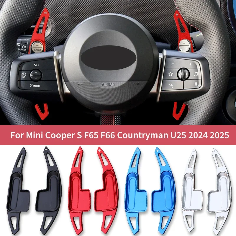 For Mini Cooper S Countryman U25 F65 F66 2024 2025 Alloy Steering Wheel DSG Paddle Shifter Sticker Interior Accessories