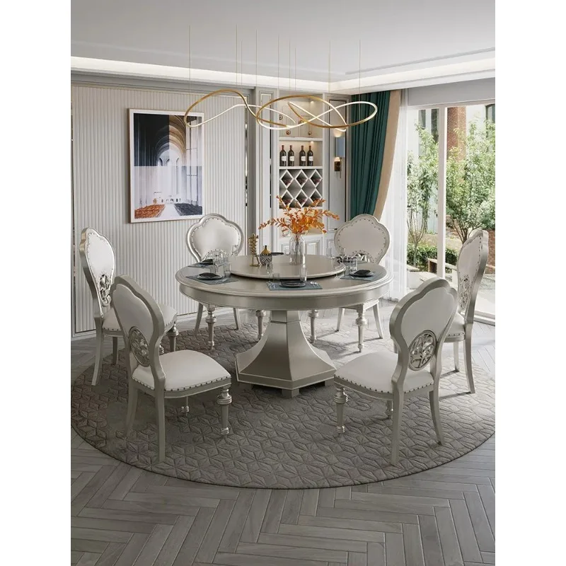 

R Round household American solid wood dining table and chair combination size modern simple European style H