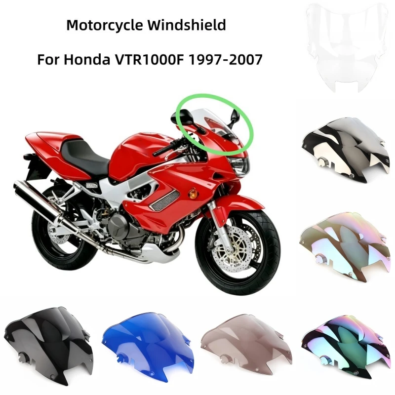 

Motorcycle Windshield Front Windshield Air Reflector Flow Guide Plate Double Bubble For Honda VTR 1000 F VTR1000F 1997-2007
