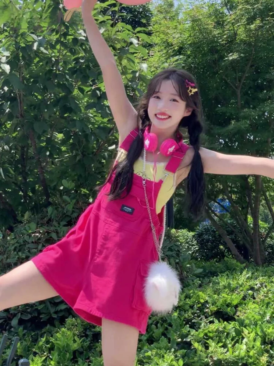 Dopne Inspired High Waist Wide Leg Denim Jumpsuit Women's Straight Cut Slimming Summer Faion Street Sle Anti-Aging