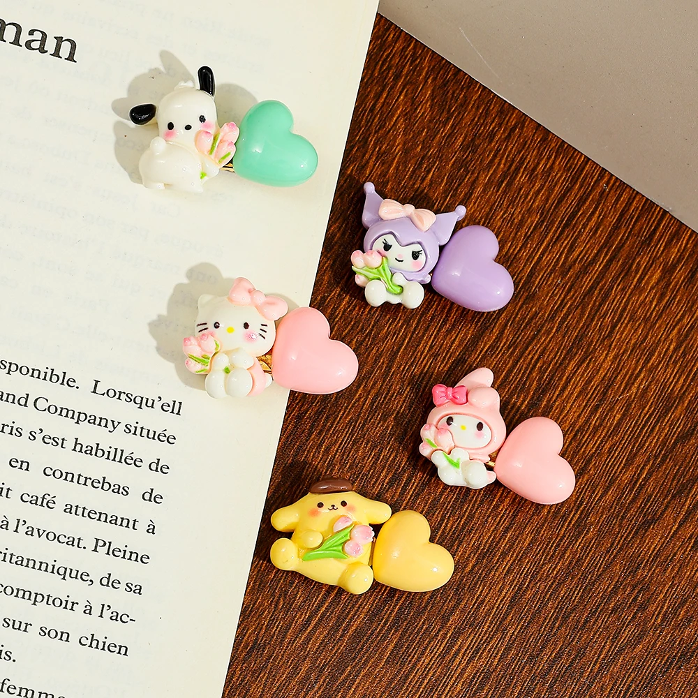 مشابك شعر من سلسلة سانريو، مشابك حافة، إكسسوارات شعر رائعة على طراز Ins، دبابيس شعر مزخرفة، أغطية رأس يومية لطيفة للفتيات