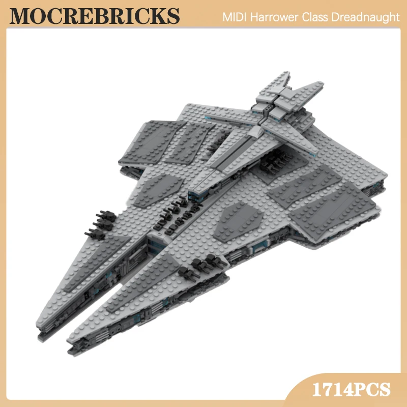 Classic Space Wars Movie MOC Empire MIDI Harrower Class Dreadnaught Building Blocks Model Military Spaceship Kid Bricks Toy Gift