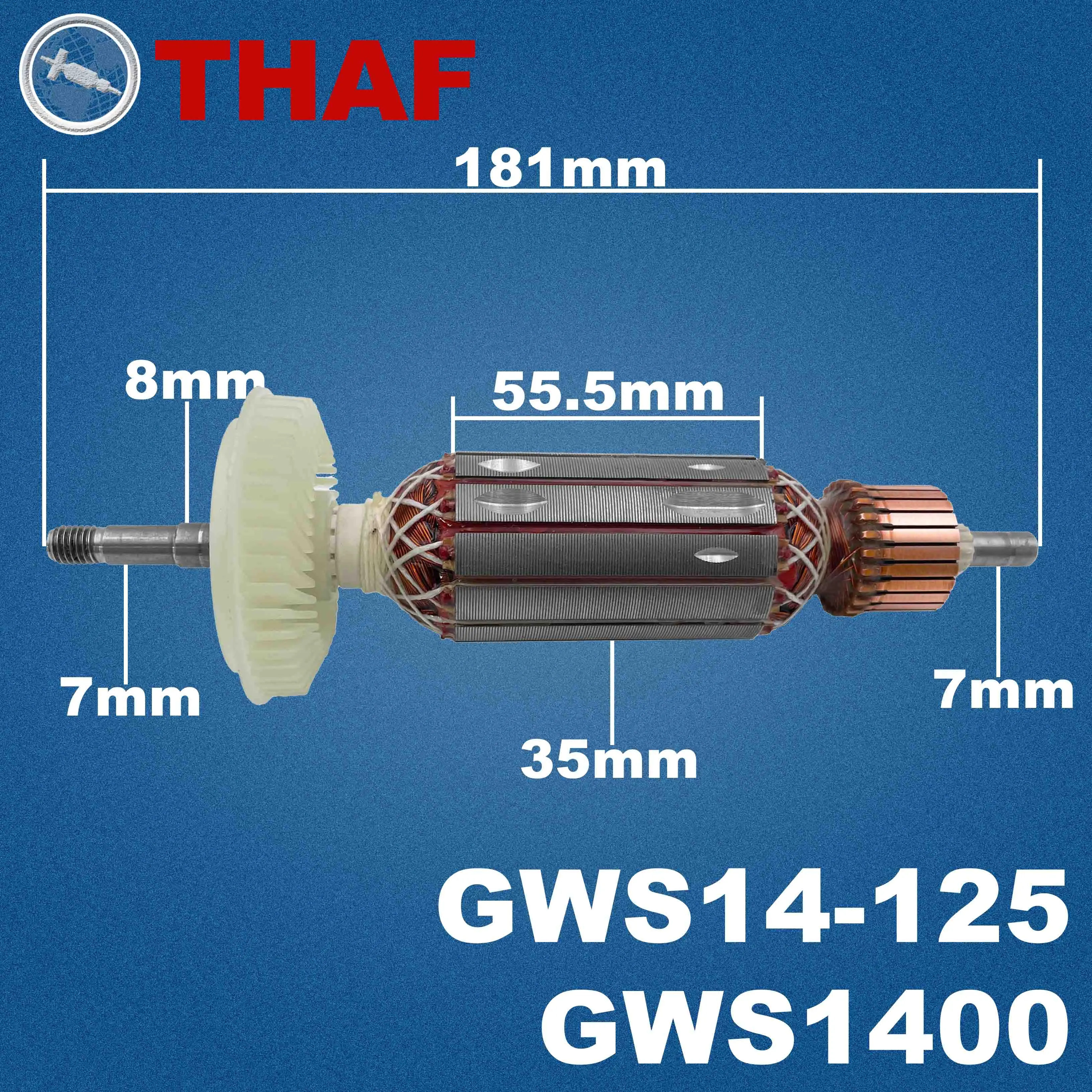 AC 220V 240V GWS14-125 Armature Rotor For BOSCH Angle Grinder Spare Parts Grinder GWS 14-125