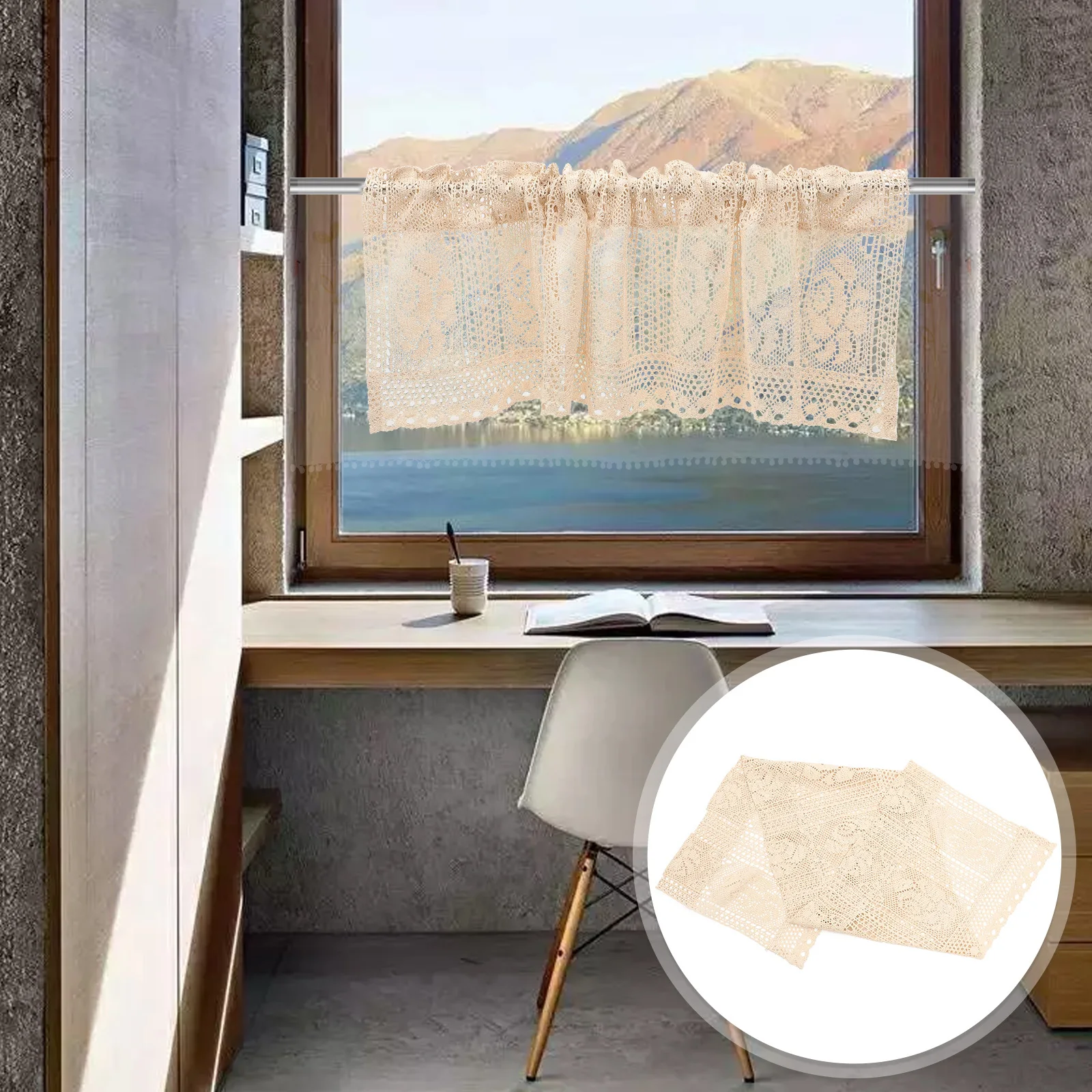 

Retro Hollow Crochet Curtain Short Window Curtain For Kitchen Bathroom Cabinet Cafe Home Decor Small Curtains Washable