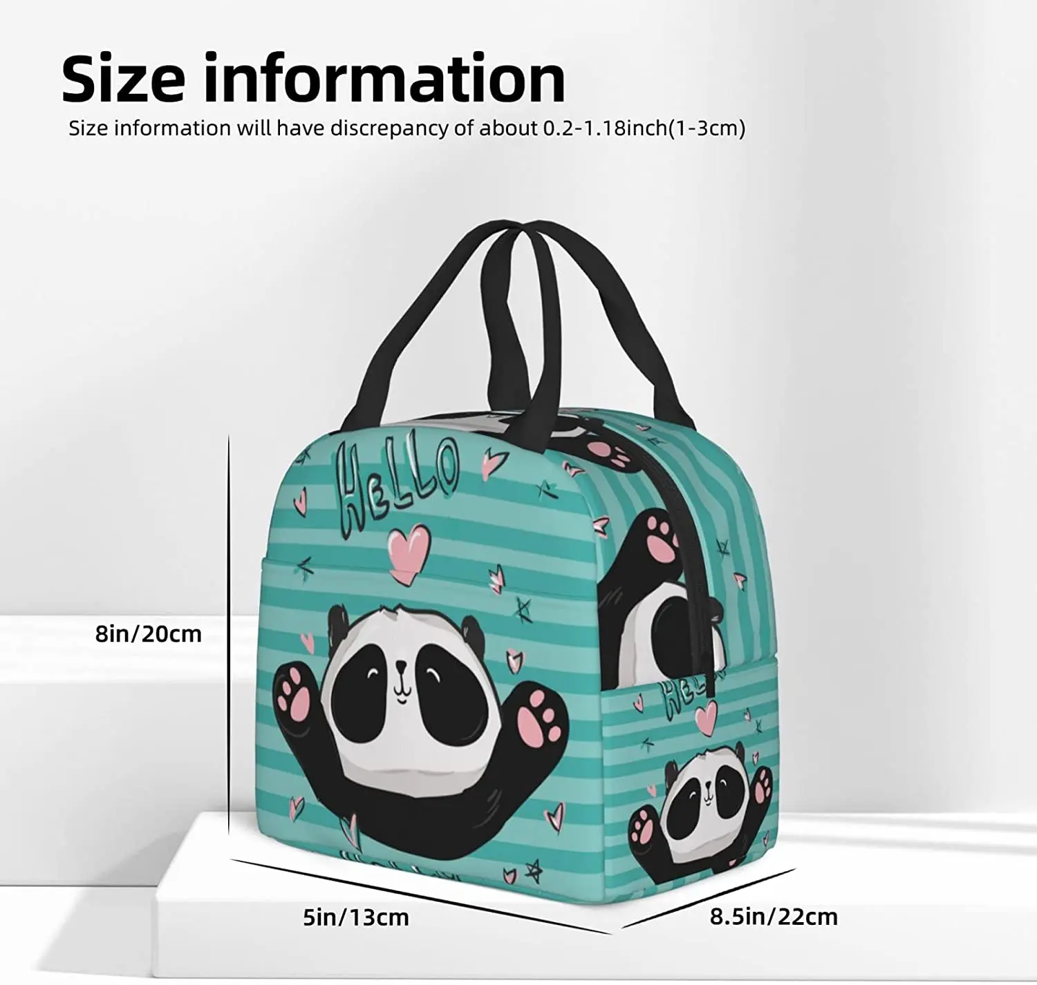 Hallo Panda Lunch-Box Isoliert Mittagessen Taschen für Kinder Frauen Mehrweg Mittagessen Tote Taschen, perfekt für Schule/Camping/Strand/Reise