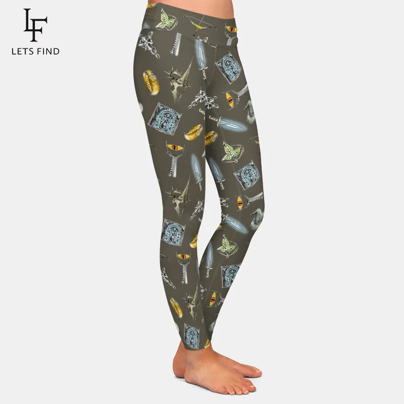 LETSFIND – legging gris imprimé magique amusant, taille haute, élastique pour femmes, nouvelle collection