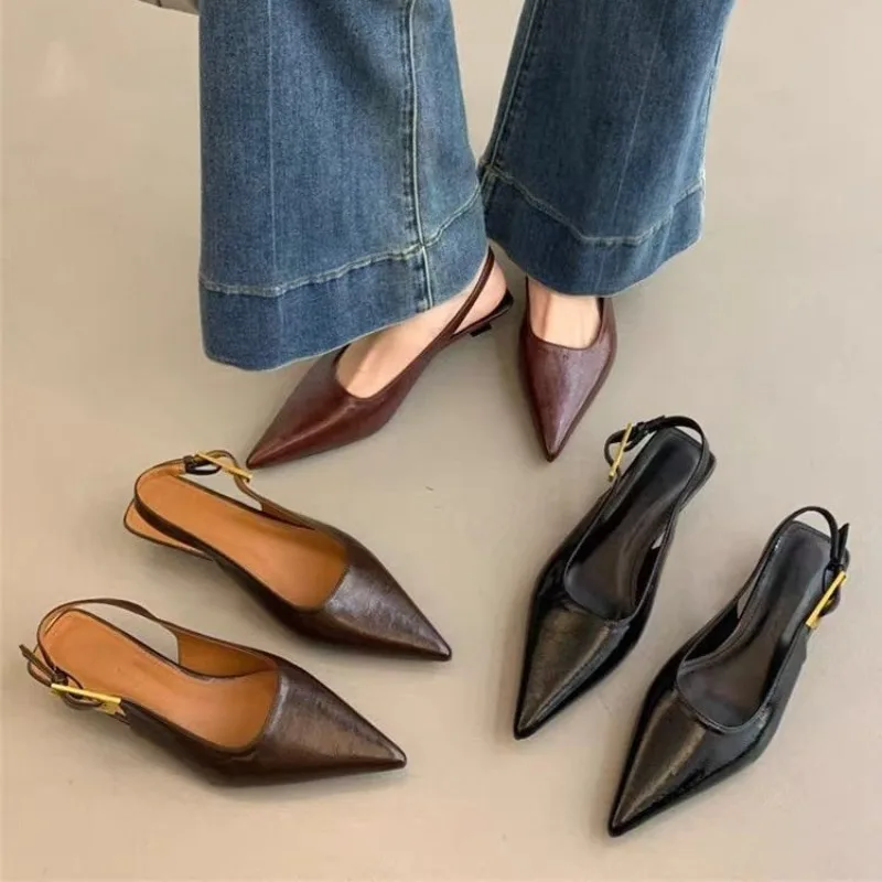 Sommer Sexy Spitz Mid Heels Sandalen Frauen Schuhe Slingback Trend Kleid Leder Pumpen Neue Elegante Party Alias Mujer