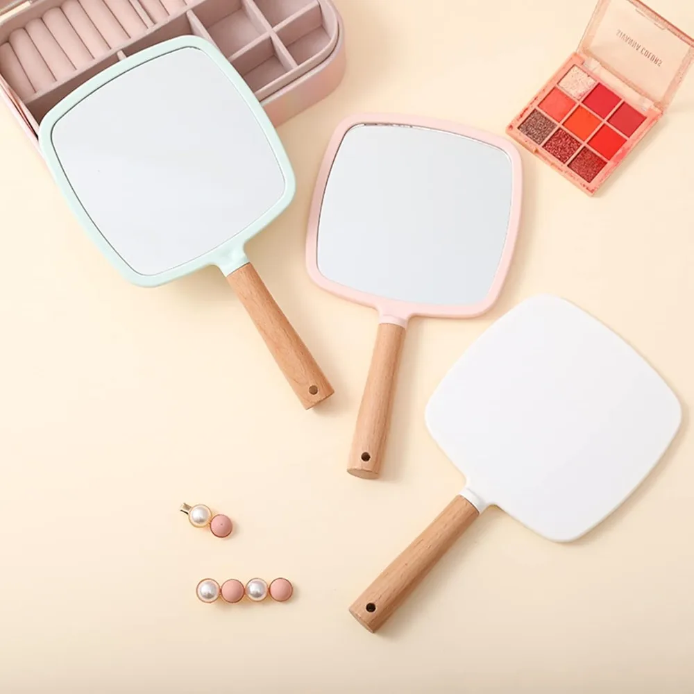 

Makeup handheld mirror, small wooden handheld mirror, portable travel makeup mirror for men and women