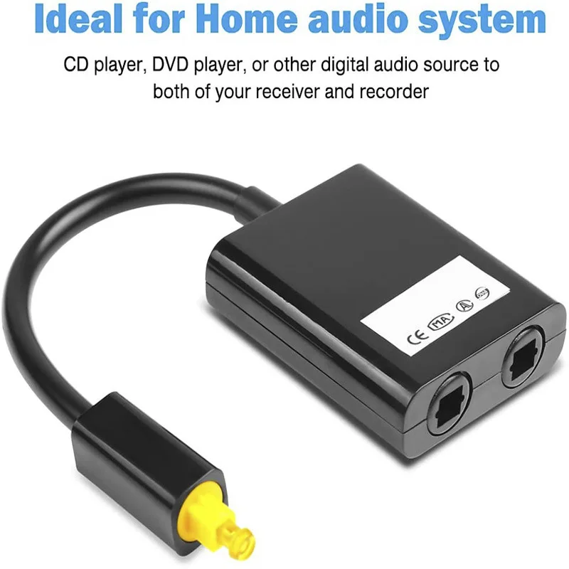디지털 SPDIF 광 오디오 분배기 1x2 어댑터 2웨이 Toslink 분배기 SPDIF 광 오디오 분배 케이블 입력 1개 출력 2개