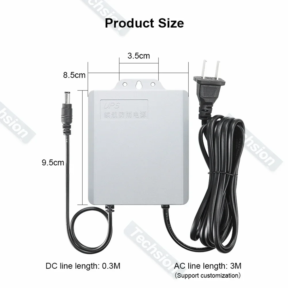 Imagem -06 - Energia de Monitoramento de Ups Fonte de Alimentação Resistente a Interrupções Externa Cctv Sistema de Trabalho com Bateria Integrada 12v 2a Cabo de Alimentação de Câmera ip