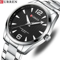 Reloj CURREN 8434 de cuarzo para hombres de negocios a la moda, correa de acero inoxidable, reloj de lujo con luz nocturna resistente al agua, relojes para hombres