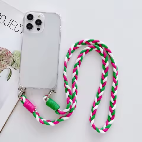 Crossbody Strap Neck Cord Case for Samsung Galaxy S24 S23 S22 Ultra S21 Plus S20 FE Note 20 Shockproof Braid Lanyard Clear Cover