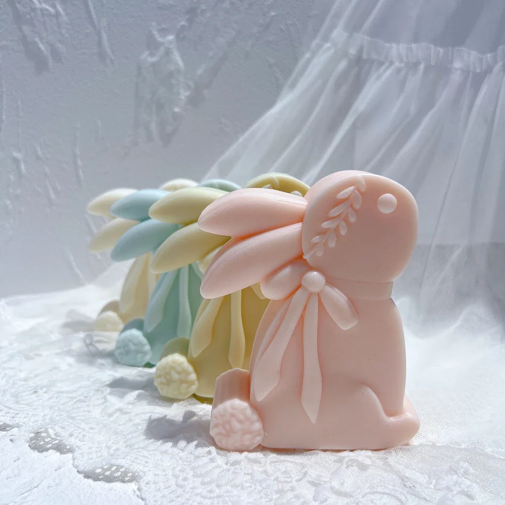 Cute Rabbit Silicone Candle Molds Bunny Silicone Mold Heart Animal Wax Mould Easter Home Decor