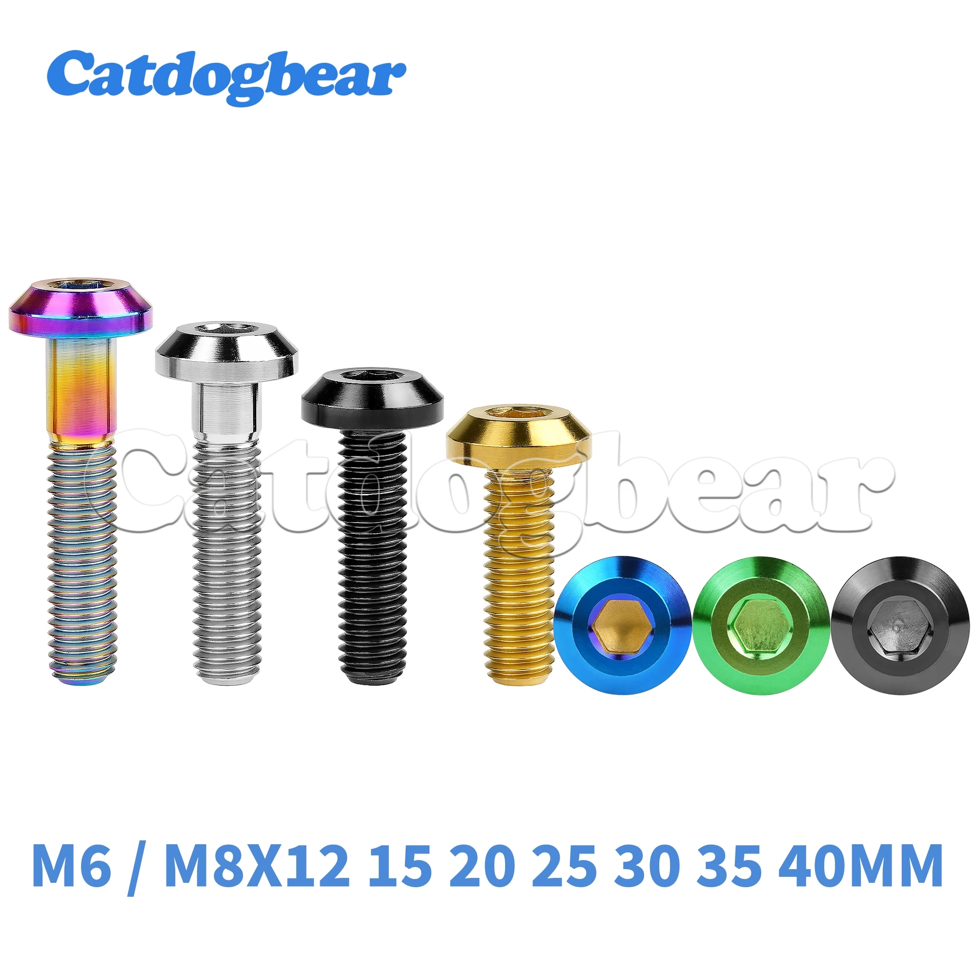 Catdogbear Titanium Bolt M6 / M8X12 15 20 25 30 35 40mm Allen Key Head Screw for Bicycle Motorcycle  Bolt