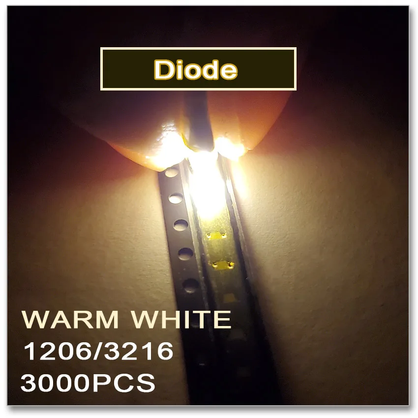 JASNPROSMA 1206 3216 SMD LED 3000 قطعة أحمر برتقالي أصفر أخضر اليشم أخضر جليد أزرق أبيض دافئ أبيض وردي أرجواني ضوء جودة عالية