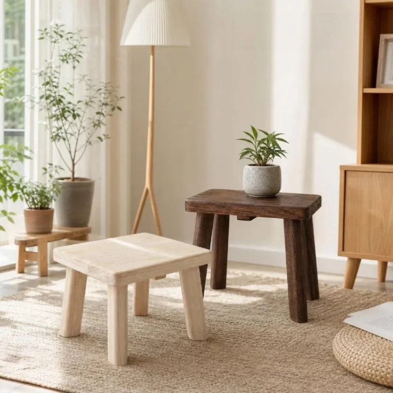Solid Wood Small Stools Household Low Stools Square Stools Small Benches Wooden Shoe-changing Stools Home Furniture New Sales