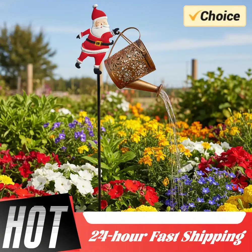 Weihnachten Santa Solar Wasserkocher Lichter Garten Rasen Hof Santa Claus Wasserkocher Boden Lampe Led Nachtlicht Outdoor Decor Gartenarbeit Geschenk