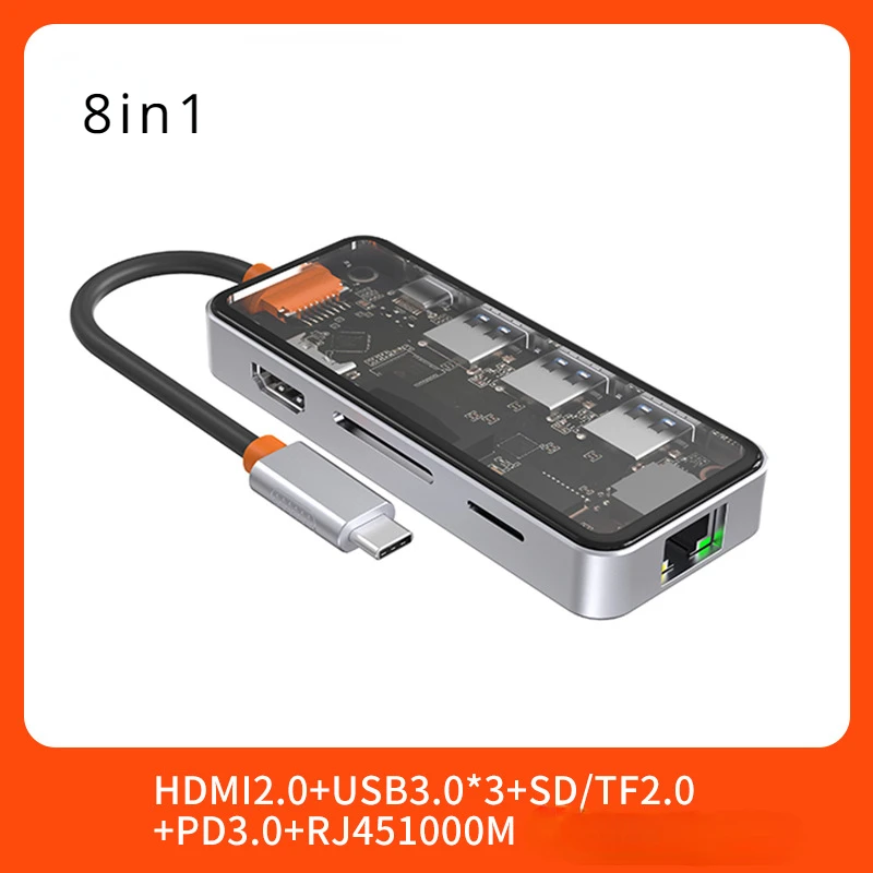 Imagem -06 - Usb c Hub para Macbook Laptop tipo c 3.1 para Hdmi Adaptador 4k 5gb Rj45 sd Leitor de Cartão tf Usb 3.0 100w pd Carga Rápida em 1