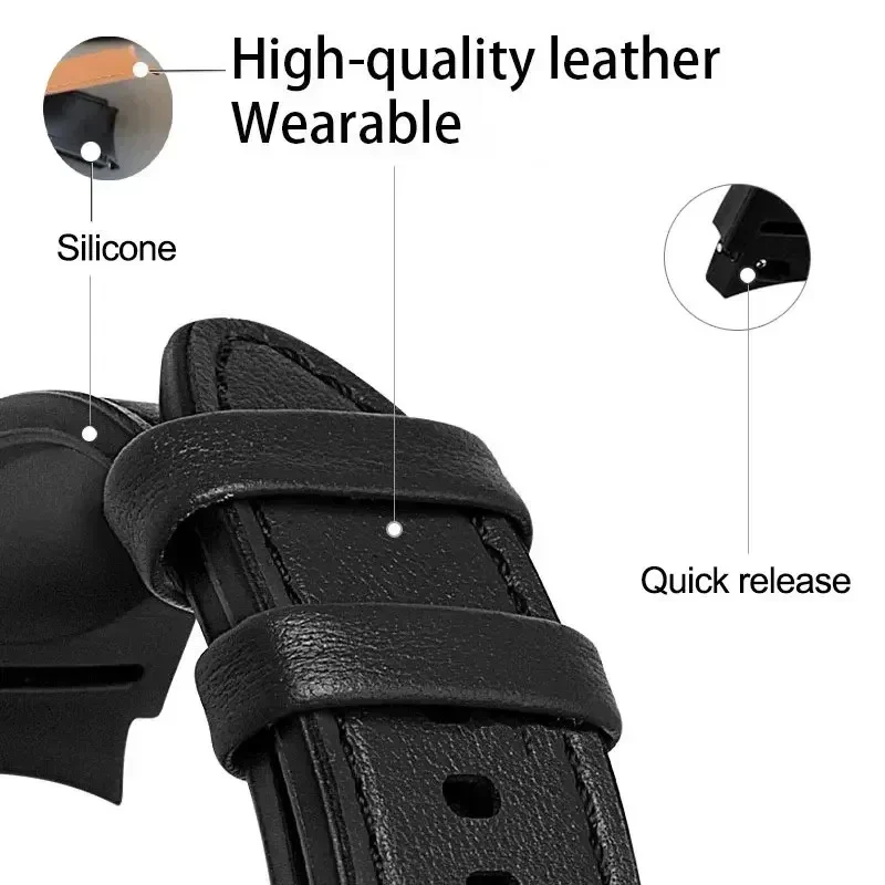 No Gaps Leather Strap for Samsung Galaxy Watch 7 6 5 4 40mm 44mm Watchband Bracelet for Galaxy Watch 6Classic 43 47mm 5Pro 45mm