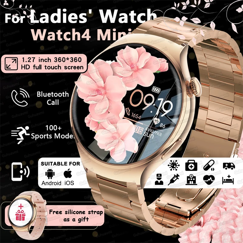 

2025Новые оригинальные часы4 Мини GPS NFC Смарт-часы Женские спортивные треки Пульсометр Пульсоксиметрия Водонепроницаемые Bluetooth Вызов Смарт-часы Леди