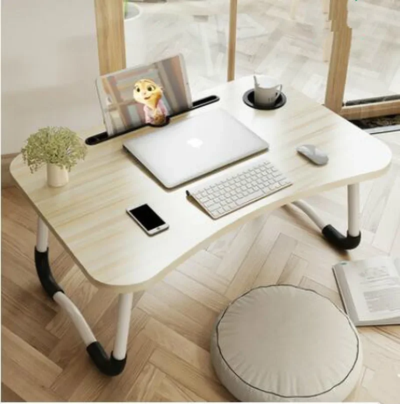 Foldable Lazy Laptop Table for Bed - Compact Study Desk for Students, Multifunctional Bedroom/Dormitory Table, Easy to Store & U